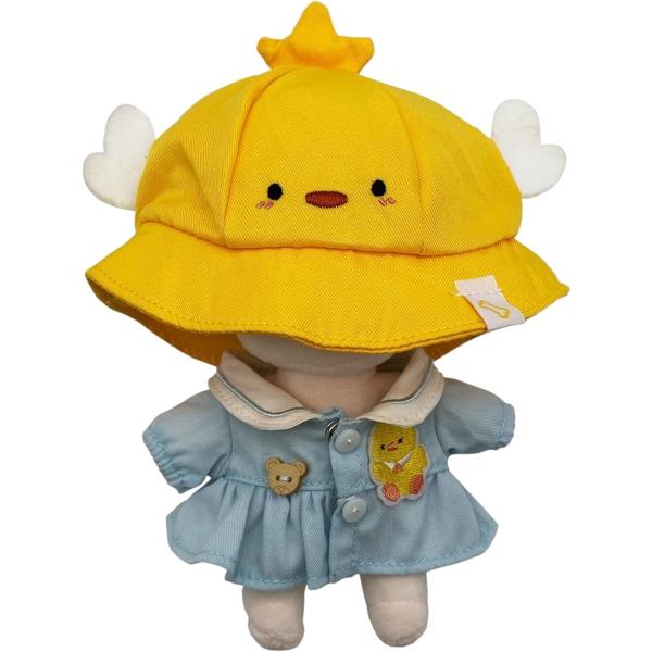 バリエーションコード : 2BU6XPHJ8Cぬいぐるみがもっと可愛く変身する。こちらは10cm、15cm、20cmのぬいぐるみにぴったりな着せ替え2点セット、「ひよこ帽子＆水色ワンピース」・「うさ耳ピンク帽子＆白ワンピース」の2タイプをご...