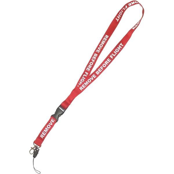 フライトタグ 携帯 ネック ストラップ REMOVE BEFORE FLIGHT 航空 自衛隊 米軍(レッド, 1本)