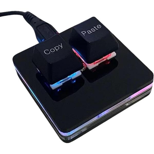 USBミニ2キー・キーボード 2キーコピー貼り付け OSU ホットスワップ 片手メカニカル ゲーミング USBケーブル付き(ブラック)