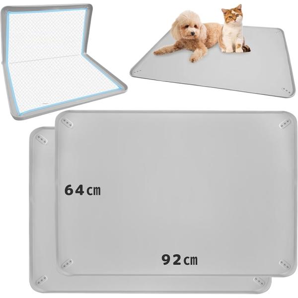2026年新モデル 92x64cm 犬 猫 シリコン トイレ トレー ワイド (ライトグレー,  XL（92cmx64cm）x2枚セット)