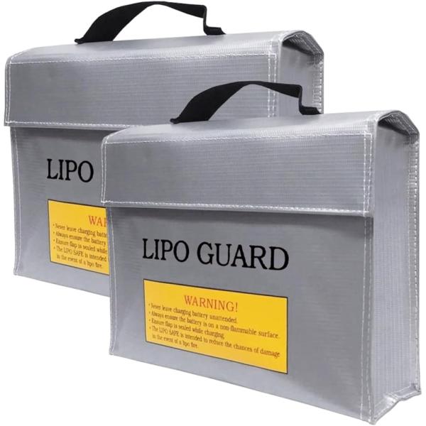防爆防火リポバッテリーバッグ 収納ケース LiPo SAFE ガードバッグ 難燃素材 (シルバー, 約24x18x6.5cm)