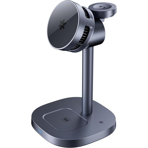 Ice MagChargerQi2 冷やす3-in-1 ワイヤレス給電ステーションQi2対応/MagSafe対応折りたたみ式 マグネット式