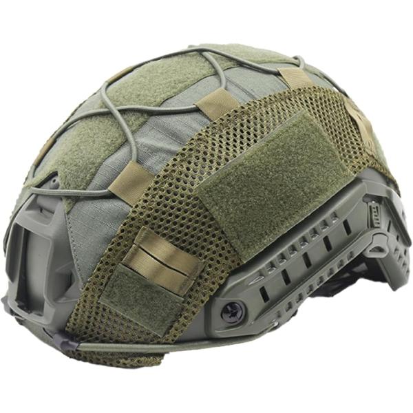 ヘルメットカバー MC 迷彩 メッシュ仕様 サバゲー用 Fast PJ対応 耐久性 高通気性 (アーミーグリーン)