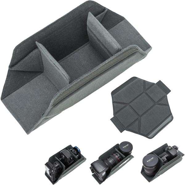 カメラインナーケース クッションパッド 収納仕切り カメラ保護 インナーバッグ (グレー,  27.5cmx14cmx12cm)