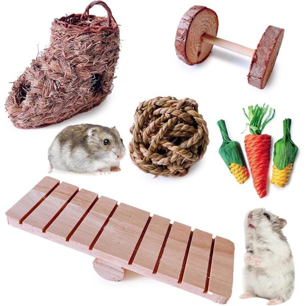 バリエーションコード : 2BUXO9LHIS「仕様1：遊びながら学べる知育構造」本セットは、かじる・転がす・くぐる・探索するなど、さまざまな行動を促す5種類のおもちゃを組み合わせた知育玩具セットです。ハムスターが持つ本能的な探究心を満たす...