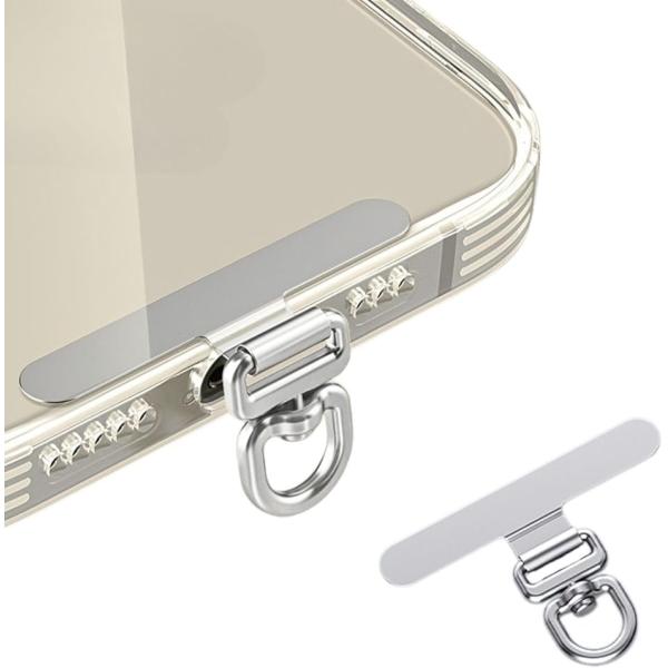 スマホストラップ スマホショルダー ストラップホルダー 薄型0.18mm 360°回転 金属製 タグパッチ ステンレス 頑丈 (シルバー)