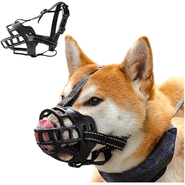 犬用 マズル 口輪 吠え 拾い食い 無駄吠え 噛みつき 傷舐め 防止 犬の訓練用品 しつけ ソフト素材 (ブラック,  XL)