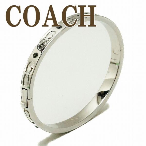 COACH シルバー ストーン付きバングル COACH】コーチ ステンレススチール ラインストーン ブレスレット