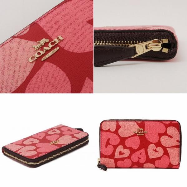 コーチ 二つ折り財布 レザー Coach 財布 ファッション レディース 長財布 二つ折り財布 ミドル財布 ラウンドファスナー ハート ピンク レザー imqa3 imqa3 贅沢屋