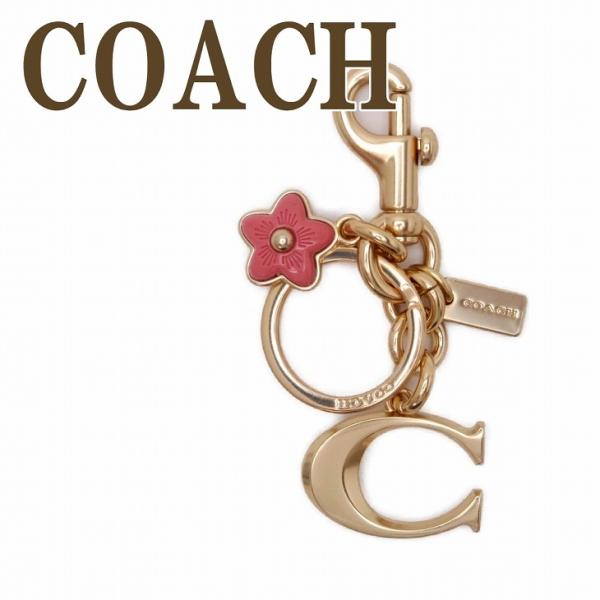 コーチ キーホルダー COACH キーリング ピンク Cロゴ 花 C8627GDRRJ  ネコポス