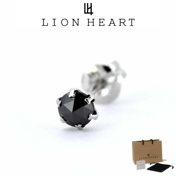 ライオンハート ピアス メンズ ブラックダイヤモンド ピアス Mサイズ PT900 プラチナ LH-01EA0154 LION HEART メンズピアス 片耳用 1点売り クリスマス 誕生日