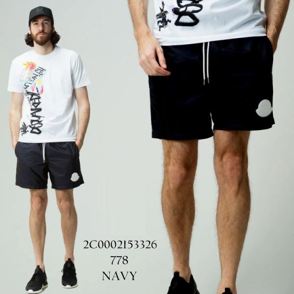 モンクレール メンズ ショートパンツ MONCLER ロゴ 水陸両用 スイムショーツ 大きいサイズ 水着 MC2C0002153326