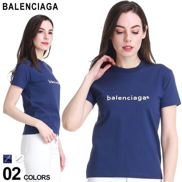 バレンシアガ レディース Tシャツ BALENCIAGA ロゴ プリント クルー