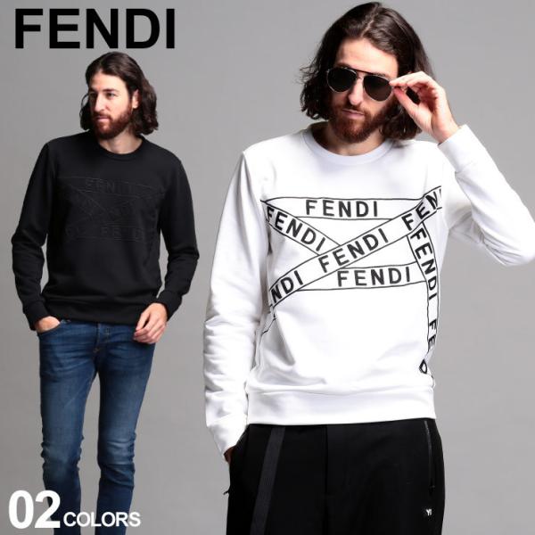 フェンディ メンズ トレーナー スウェット FENDI テープ ロゴ 刺繍 