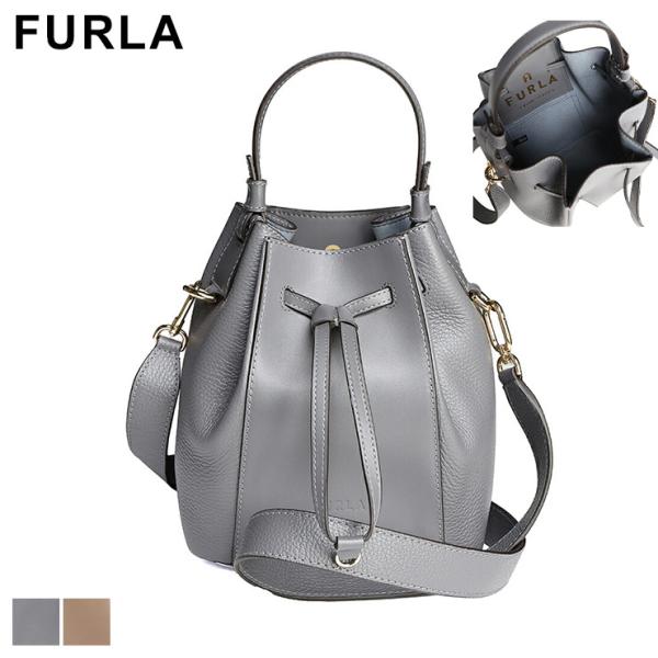 【FURLA】フルラ　ハンドバッグ　バイカラー　バケット　巾着　レザーバッグ FURLA】フルラ ハンドバッグ バイカラー バケット 巾着 レザー