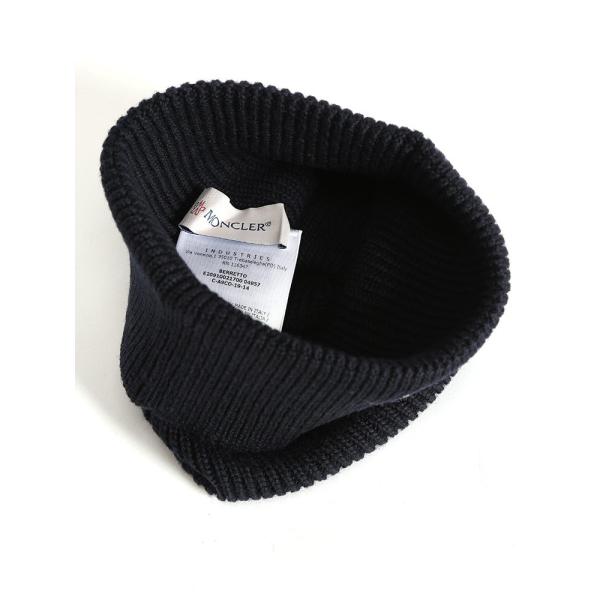 モンクレール ニットキャップ Moncler ウール ロゴ ワッペン ニット帽
