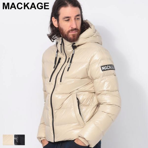 p*o様 Mackage 異素材ミックス ナノジャケット Mackage マッカージュ 撥水 ナイロン 胸ジッパーポケット ナノダウン