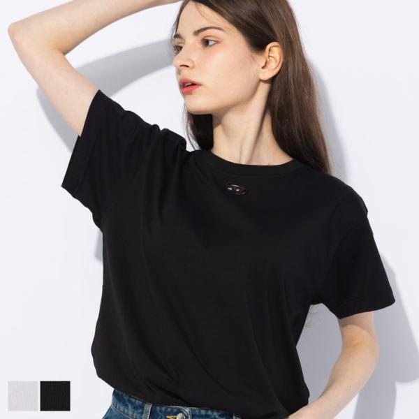 DIESEL ディーゼル クルーネックレディースTシャツ DIESEL (ディーゼル) スモールオーバルD クルーネック 半袖 T