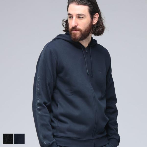 エンポリオアルマーニ  メンズ EMPORIO ARMANI 裏フリース サイドライン フルジップ パーカー EAUEM000653