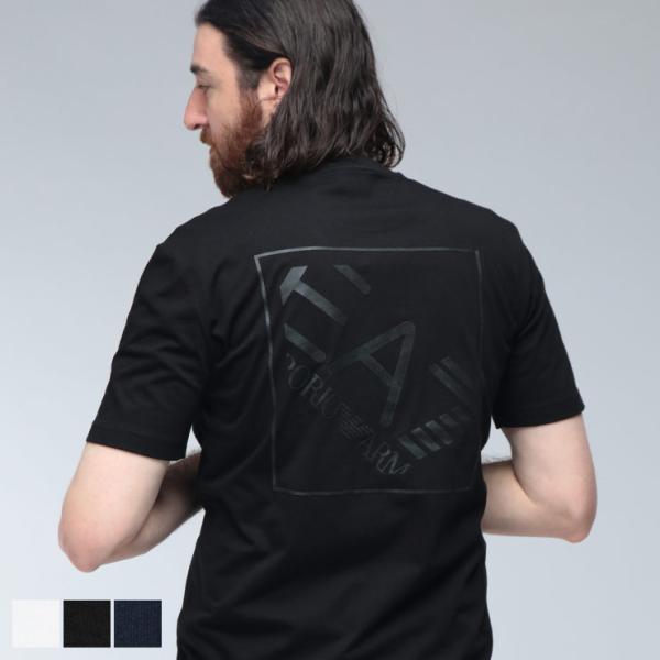 エンポリオアルマーニ Tシャツ メンズ EMPORIO ARMANI ロゴ バックスクエアロゴ プリント クルーネック コットン 半袖 Tシャツ EA7M1487AF17789 ブランド