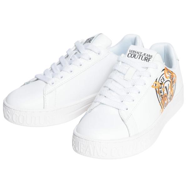 ヴェルサーチェ ジーンズ クチュール レディース スニーカー VERSACE JEANS COUTURE ロゴ レターVエンブレム ローカット シューズ VCL80VA3SK3 ブランド