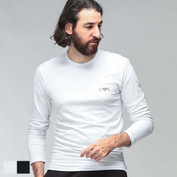 エンポリオアルマーニ メンズ Tシャツ EMPORIO ARMANI 長袖 胸ロゴ クルーネック アンダーシャツ EAU383AF25018 ブランド トップス ロンT インナー シンプル