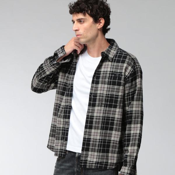 ディーゼル DIESEL メンズ シャツ 長袖 チェック柄 レギュラーカラー ネルシャツ DSA234010HNBI