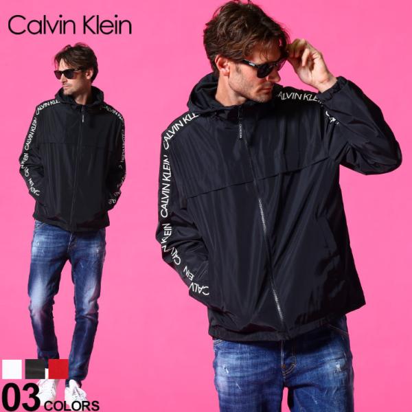 カルバンクライン メンズ ナイロンジャケット Calvin Klein ロゴ テープ フード ナイロンパーカー ブランド アウター ブルゾン パーカー  裏メッシュ CKCM130597