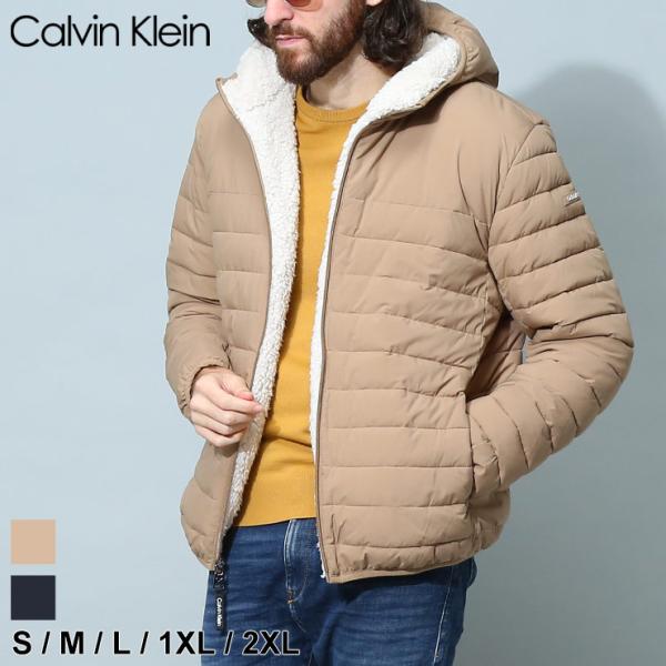 カルバンクライン　中綿コート　ファー付　裏ボア　キャメル　M カルバンクライン中綿コートファー付裏ボアキャメルM