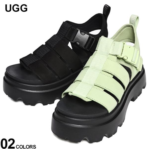 未使用♥ UGG アグ【22.0】サンダル ベルト付き レザー ブラック UGG Australia (アグ) ヌバックレザー バックル ストラップ