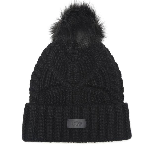UGG（アグ） ニット帽 レディース ポンポン ロゴラベル チャンキー