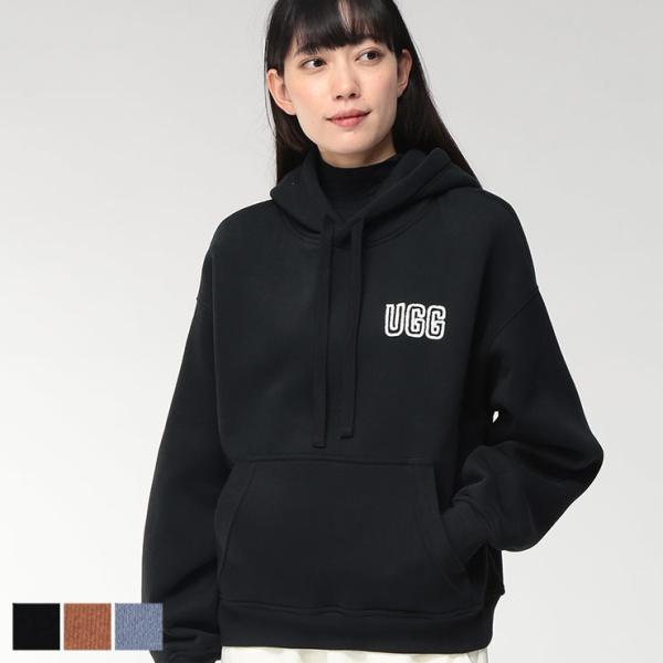 アグ フーディ トップス UGG レディース スウェット 裏起毛 胸ロゴ プルオーバー パーカー UGGL1171478