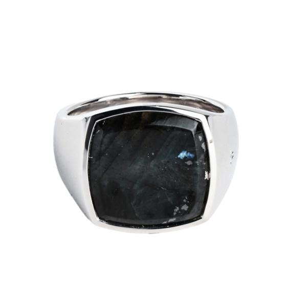 トム・ウッド メンズ リング TOM WOOD Cushion Black Larvikite ブラックラルビカイト シグネットリング TW101485 ブランド アクセサリー