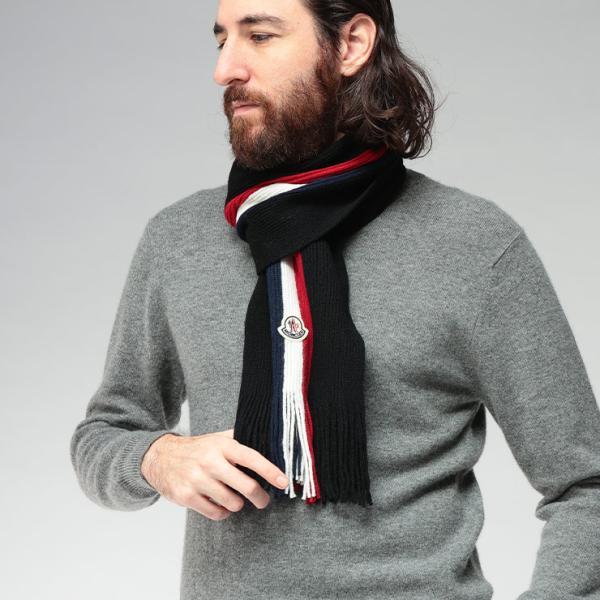 MONCLER（モンクレール） マフラー メンズ ロゴ トリコロールライン
