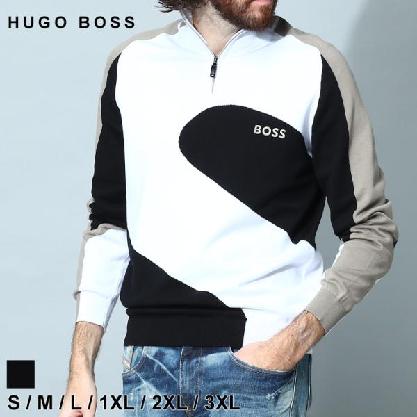 トップス ニット/セーター ヒューゴボス メンズ ニット HUGO BOSS ブランド セーター トップス ハーフジップ マルチカラー ロゴ プルオーバー HBG50475130