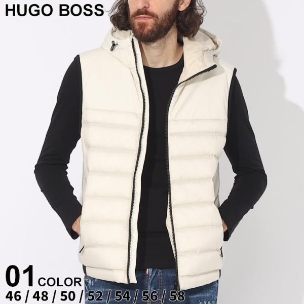 【美品着用1回】メンズ　中綿ベスト　撥水ジレ HUGO BOSS 48 L メンズ中綿ベスト撥水ジレ 3DロゴHUGO BOSS 48 L