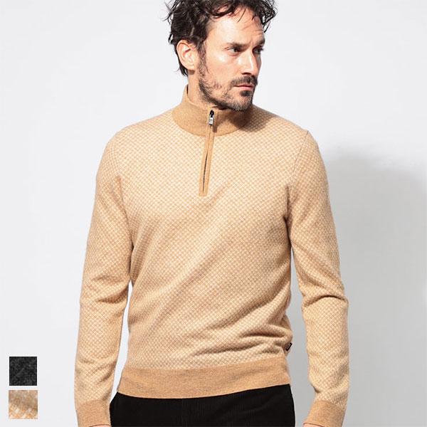 HUGO BOSS ヒューゴボス ウール混 モックネック ハーフジップ