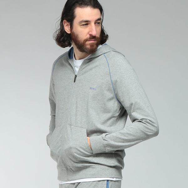 ヒューゴボス メンズ パーカー 長袖 HUGO BOSS ロゴ フルジップ スウェット ジャージ パーカー HBU50515313 ブランド トップス セットアップ可 グレー