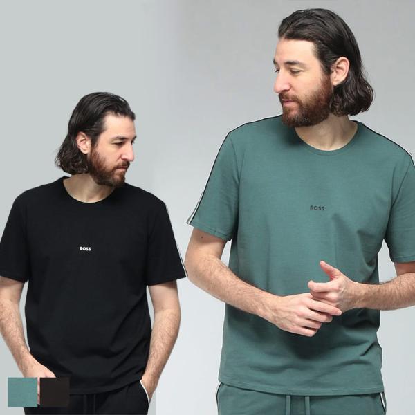 【新品未使用】HUGO BOSSの麻とコットンの半袖ニット HUGO BOSS（ヒューゴ・ボス） メンズ Tシャツ 半袖 ロゴ 肩ライン