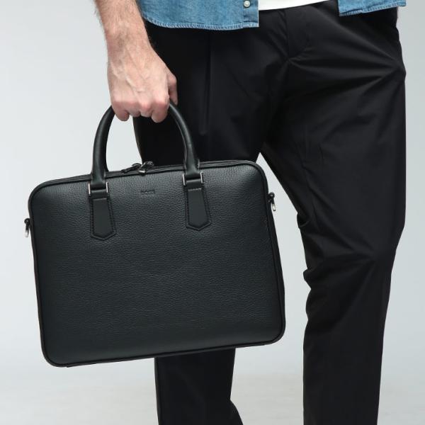 【未使用級】HUGO BOSS ビジネス ブリーフケースショルダー 2way HUGO BOSS（ヒューゴ・ボス） メンズ ブリーフバッグ シボレザー 3way
