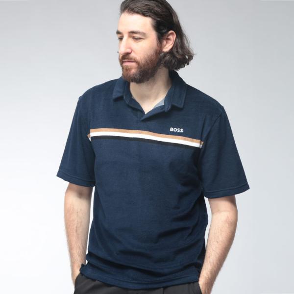 HUGO BOSS ヒューゴ ハーフジップ ポロシャツ パフォーマンスライン HUGO BOSS（ヒューゴ・ボス） メンズ ポロシャツ 半袖 パイルポロ