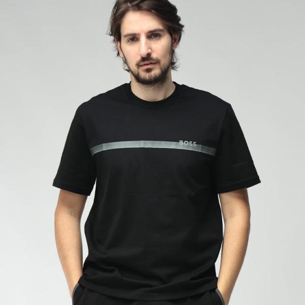 ヒューゴボス HUGO BOSS メンズ Tシャツ 半袖 HBU50561470コットン100％ ラインロゴ クルーネック カットソー ブランド トップス コットン プリント