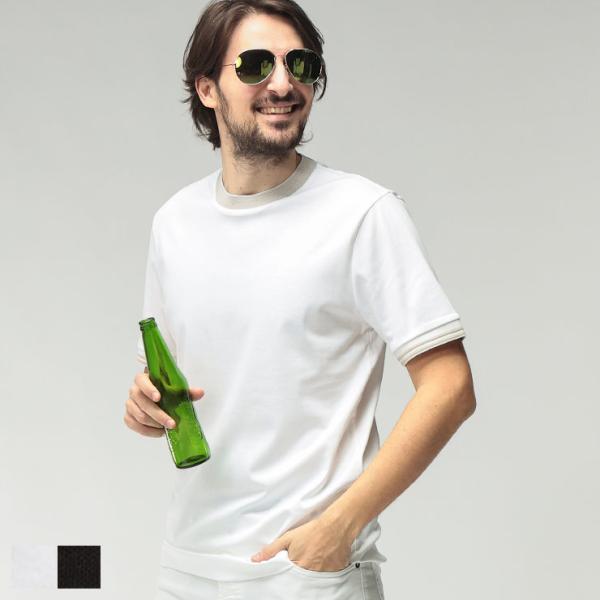 ヒューゴボス HUGO BOSS メンズ Tシャツ 半袖 HB50559667シルケットコットン トリム切替 スリムフィット カットソー ブランド トップス