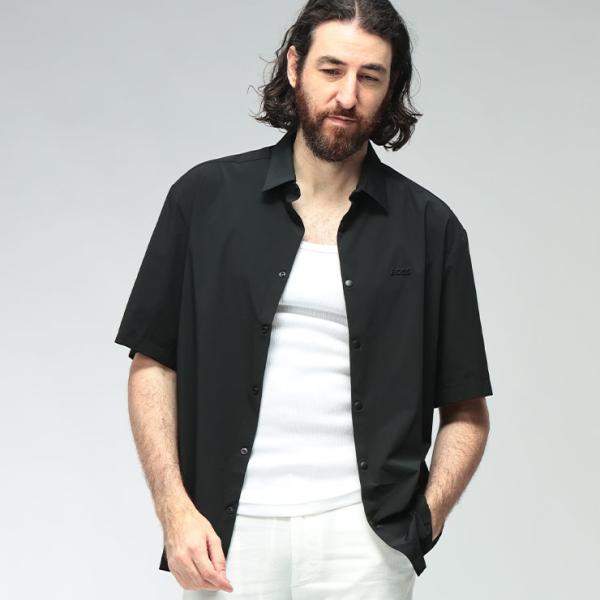 ヒューゴボス メンズ シャツ HUGO BOSS 半袖 ストレッチ エンボスロゴ