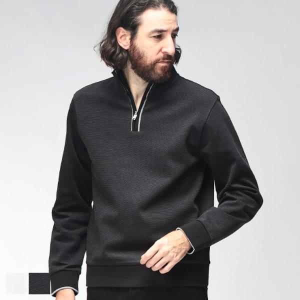 ヒューゴボス メンズ プルオーバー HUGO BOSS 長袖 ハーフジップ スタンド ニット HB50565603 ブランド トップス コットン 秋 冬