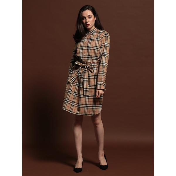 数量限定価格 バーバリー ワンピース レディース ワンピース Burberry ヴィンテージチェック ウエストリボン シャツドレス 綿100 ブランド トップス Burberry l 最新作一番人気