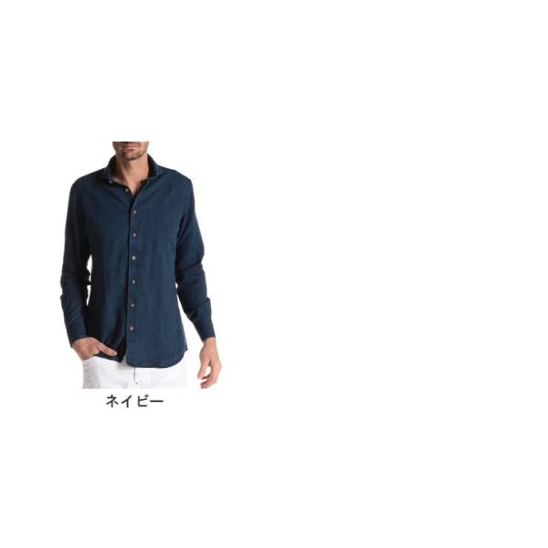 ラルディーニ メンズ シャツ Lardini 長袖 リネン コットン 麻シャツ ホリゾンタルカラー ブランド リネンシャツ デニム Lddiegoeic1215 トップス 正規品スーパーsale 店内全品キャンペーン