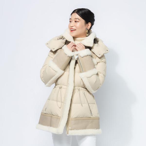 本物のムートン使用！【MACKAGE】シアリング ベルテッド コート 本物のムートン使用！【MACKAGE】シアリング ベルテッド コート