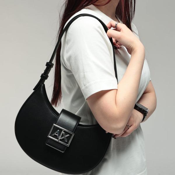 アルマーニ エクスチェンジ レディース バッグ ARMANI EXCHANGE ロゴプレート ホーボーバッグ ハンドバッグ AELW2565AF12039 ブランド 鞄 ブラック
