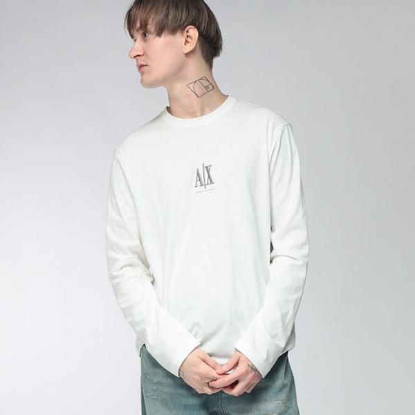 アルマーニ エクスチェンジ メンズ Tシャツ ARMANI EXCHANGE 長袖 ICON ロゴ刺繍 クルーネック カットソー AEXM364AF12308 ブランド トップス ロンT コットン